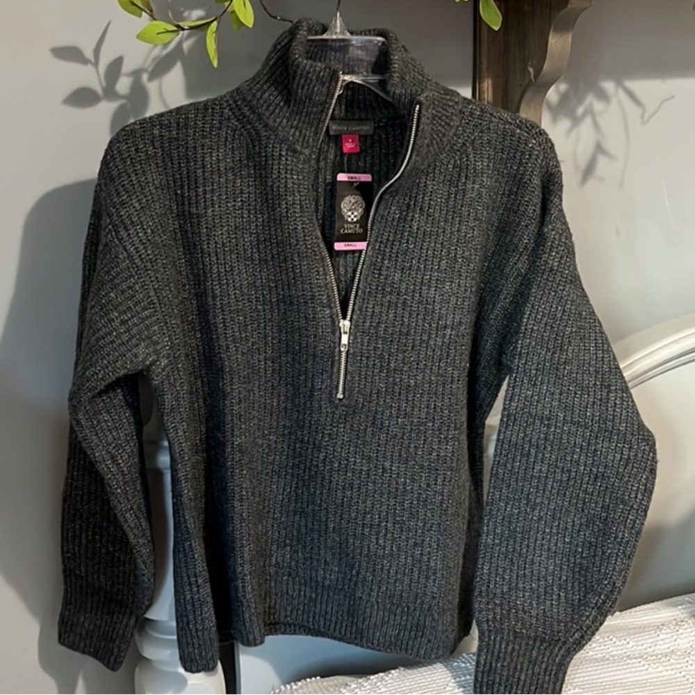 Cozy Vince Camuto Sweater Zip Neck Comfy Womens Small Pullover
